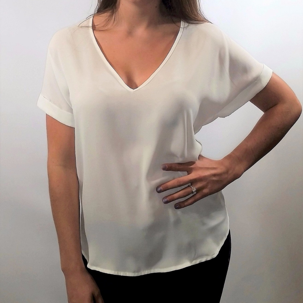 White V-Neck Top
